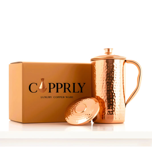 Pure Copper Jug - 2L Hammered Copper Jug - Copprly