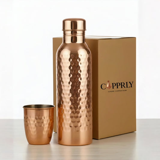 Ayurvedic Copper Water Bottle & Tumbler Set – Wellness Combo