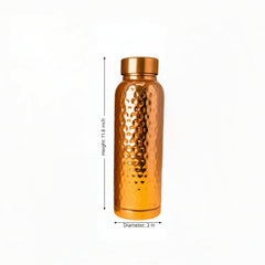 Handcrafted Hammered Pure Copper Water Bottle – 950ml | Ayurvedic Health Benefits