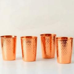 Ayurvedic Hammered Copper Glass Set – 4 Pieces by Copprly