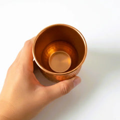 Elegant Round Bottom Hammered Copper Glass - Set of 4