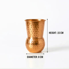 Elegant Round Bottom Hammered Copper Glass - Set of 4