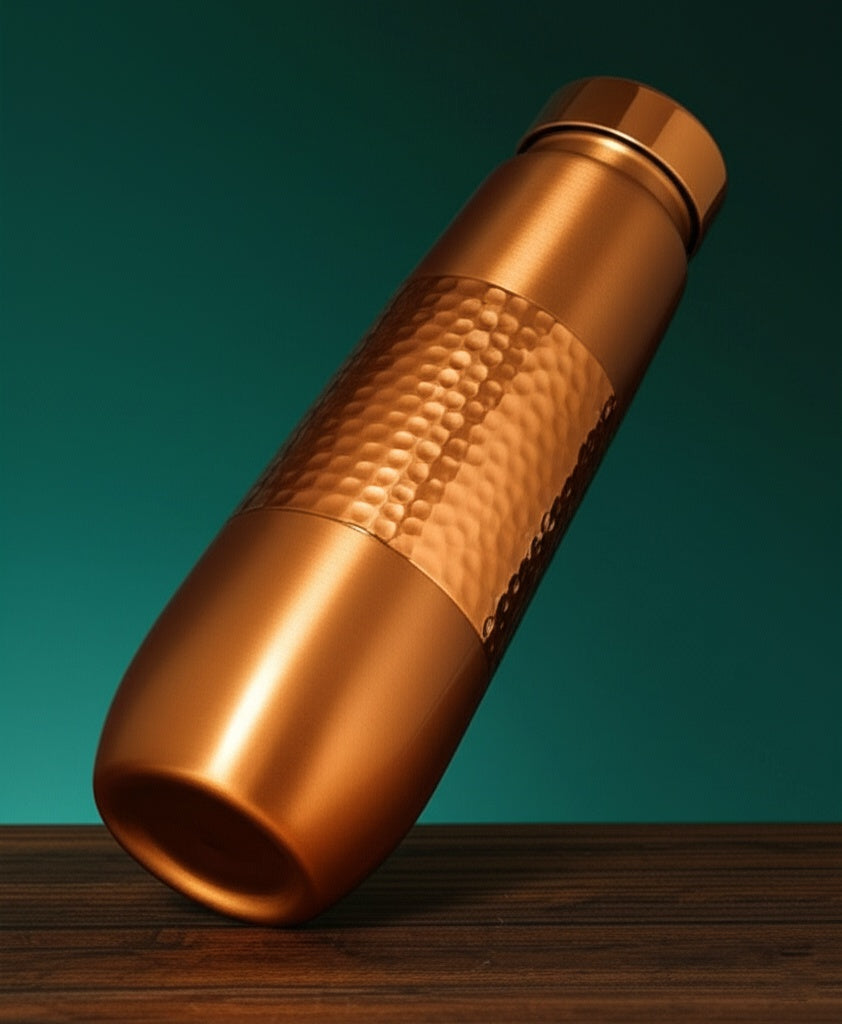 Ripple Copper Bottle (Hammered) (900 ml)