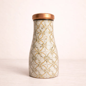 Copper Water Pitcher (Carafe) - Floral Meenakari Design | Handcrafted