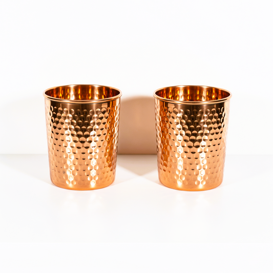 Copprly's Exclusive Hammered Copper Gift Set – 2 Bottles & 2 Glasses