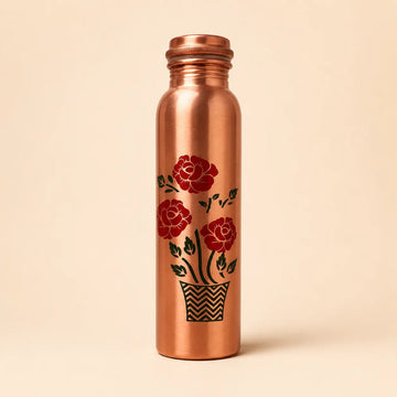 Pure Copper Water Bottle - Colorbloom Hand-Painted | Ayurvedic (1L)