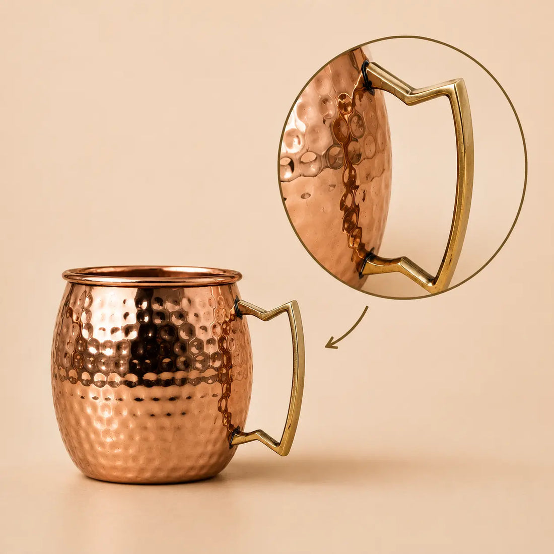 Copper Moscow Mugs - Set of 2 | Copper Hammered Mugs | Handcrafted and ayurvedic