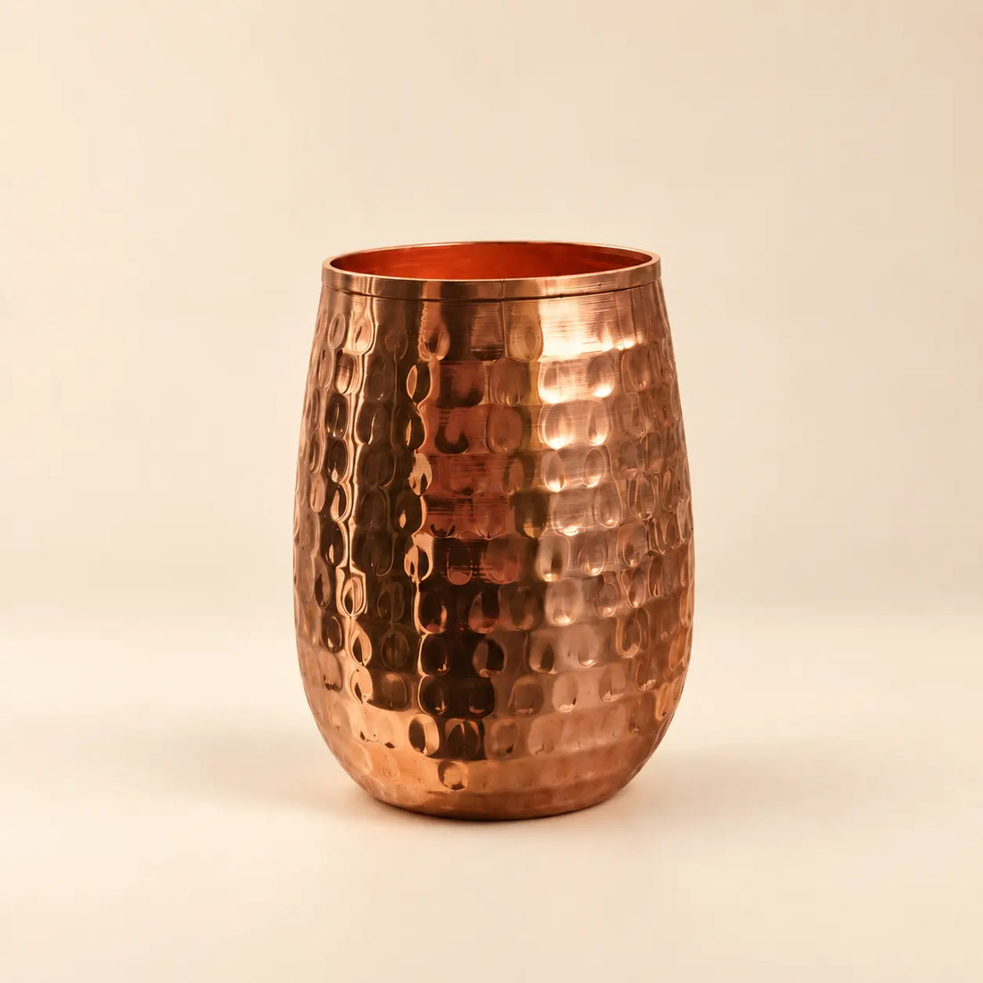 Pure Copper Hammered Curved Drinking Glasses – Set of 4 | Handcrafted & Ayurvedic
