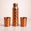 Copper Water Bottle and Glass  | Set of 1 - Diamond bottle and 2- Diamond glass | Handcrafted and Ayurvedic