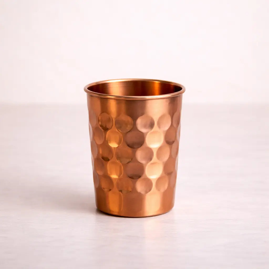 Copper Water Bottle and Glass  | Set of 1 - Diamond bottle and 2- Diamond glass | Handcrafted and Ayurvedic