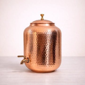 Pure Copper Hammered Water Dispenser | Ayurvedic Matka | 4–8L
