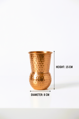 Elegant Round Bottom Hammered Copper Glass - Set of 4