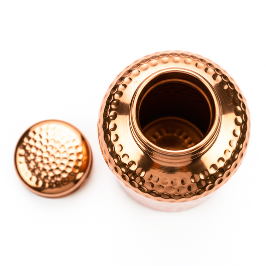 Handcrafted Hammered Pure Copper Water Bottle – 950ml | Ayurvedic Health Benefits