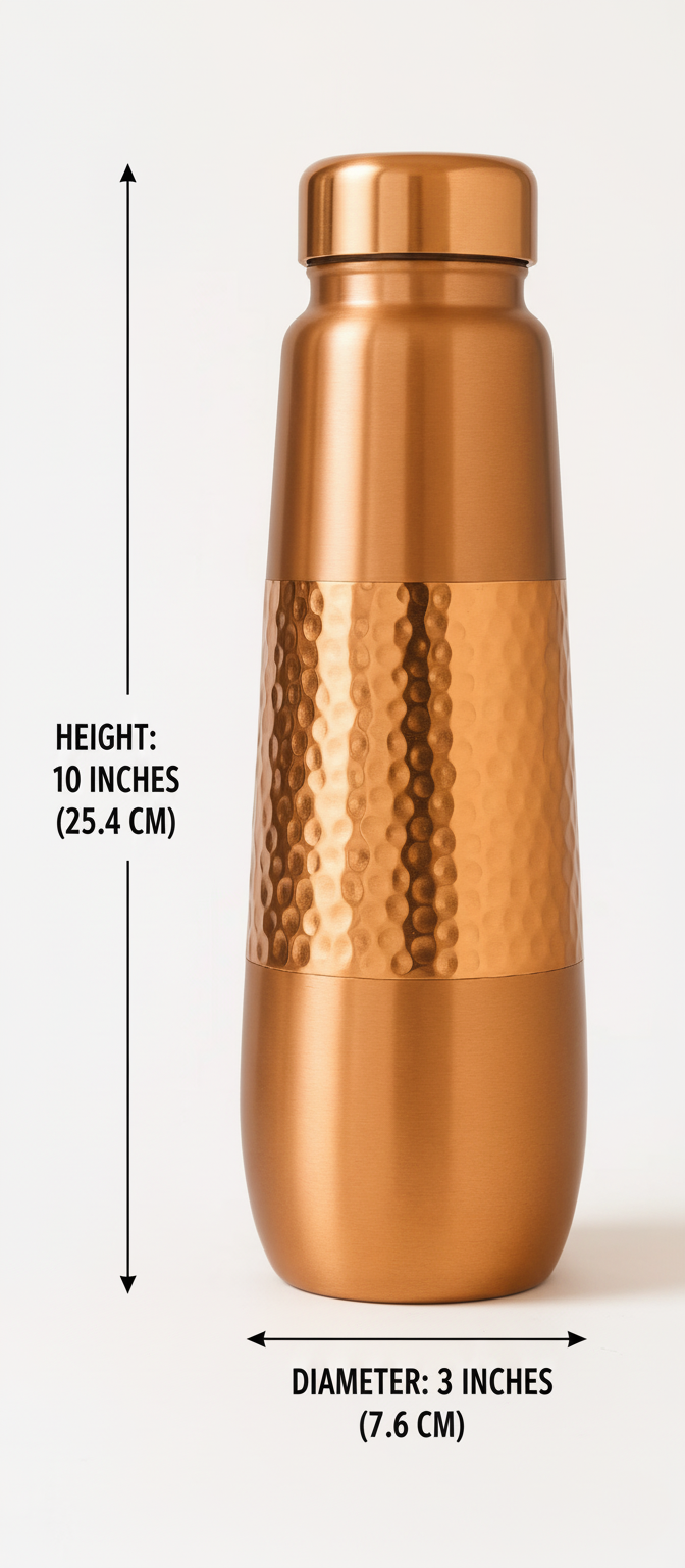 Ripple Copper Bottle (Hammered) (900 ml)