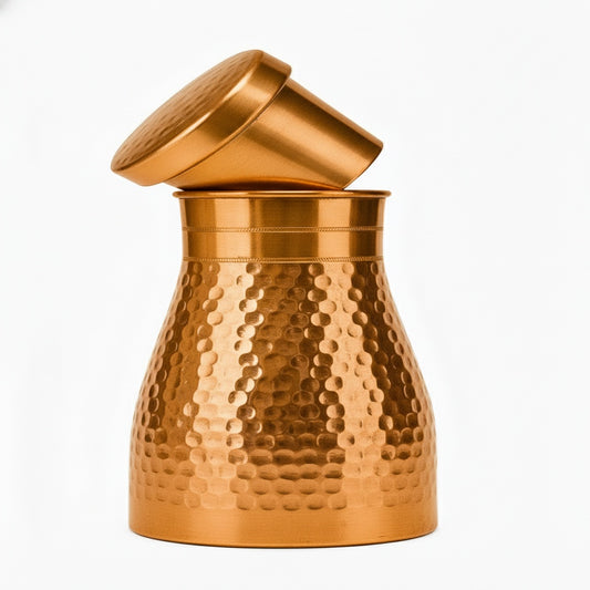 Copprly Handcrafted Hammered Pure Copper Carafe – Ayurvedic Luxury Water Vessel