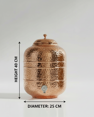 Pure Copper Hammered Water Dispenser | Ayurvedic Matka by Copprly | 6- Litres