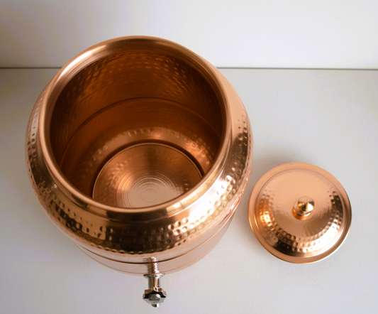 Pure Copper Hammered Water Dispenser | Ayurvedic Matka by Copprly | 6- Litres