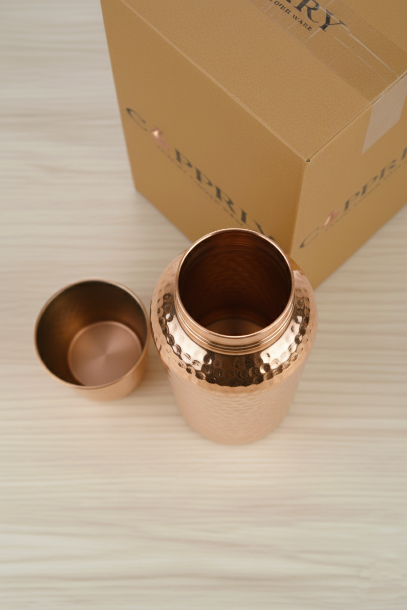 Pure Copper Water Bottle & Tumbler Set - Ayurvedic Wellness Combo
