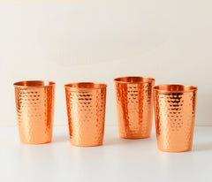 Copprly's Ayurvedic Hammered Copper Glass Set – 4 Pieces