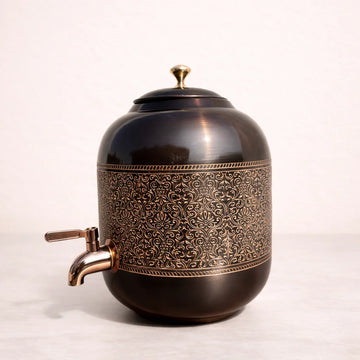 Antique Engraved Copper Water Dispenser | Handcrafted & Ayurvedic