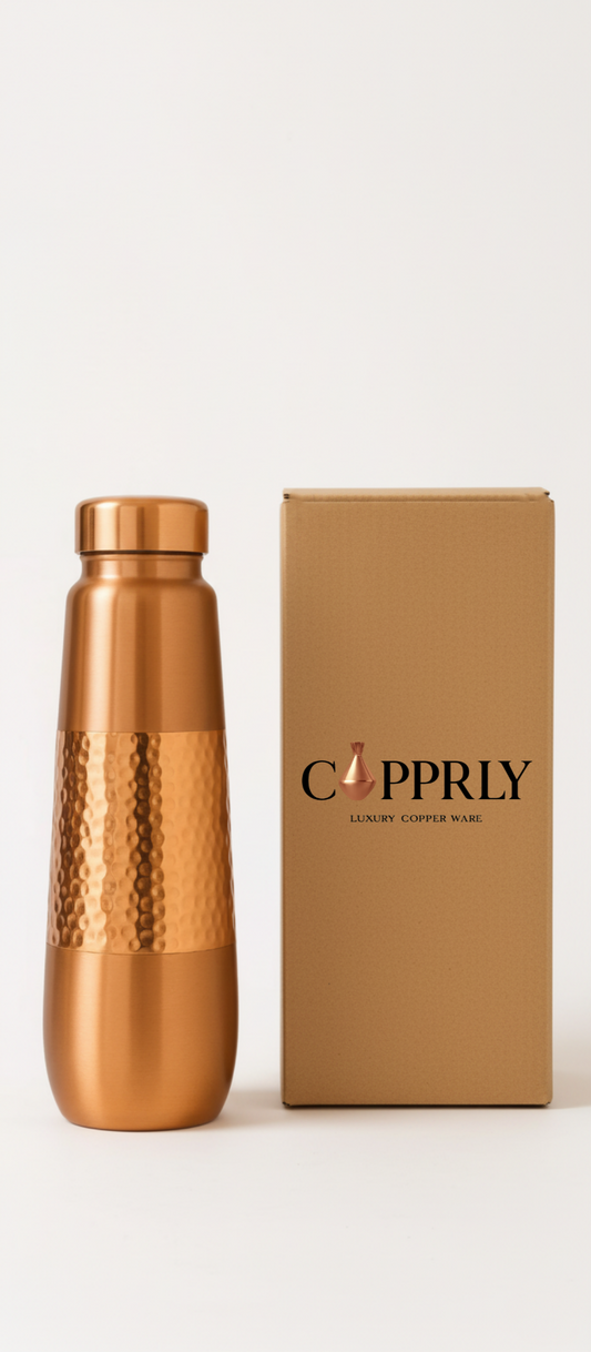 Ripple Copper Bottle (Hammered) (900 ml)