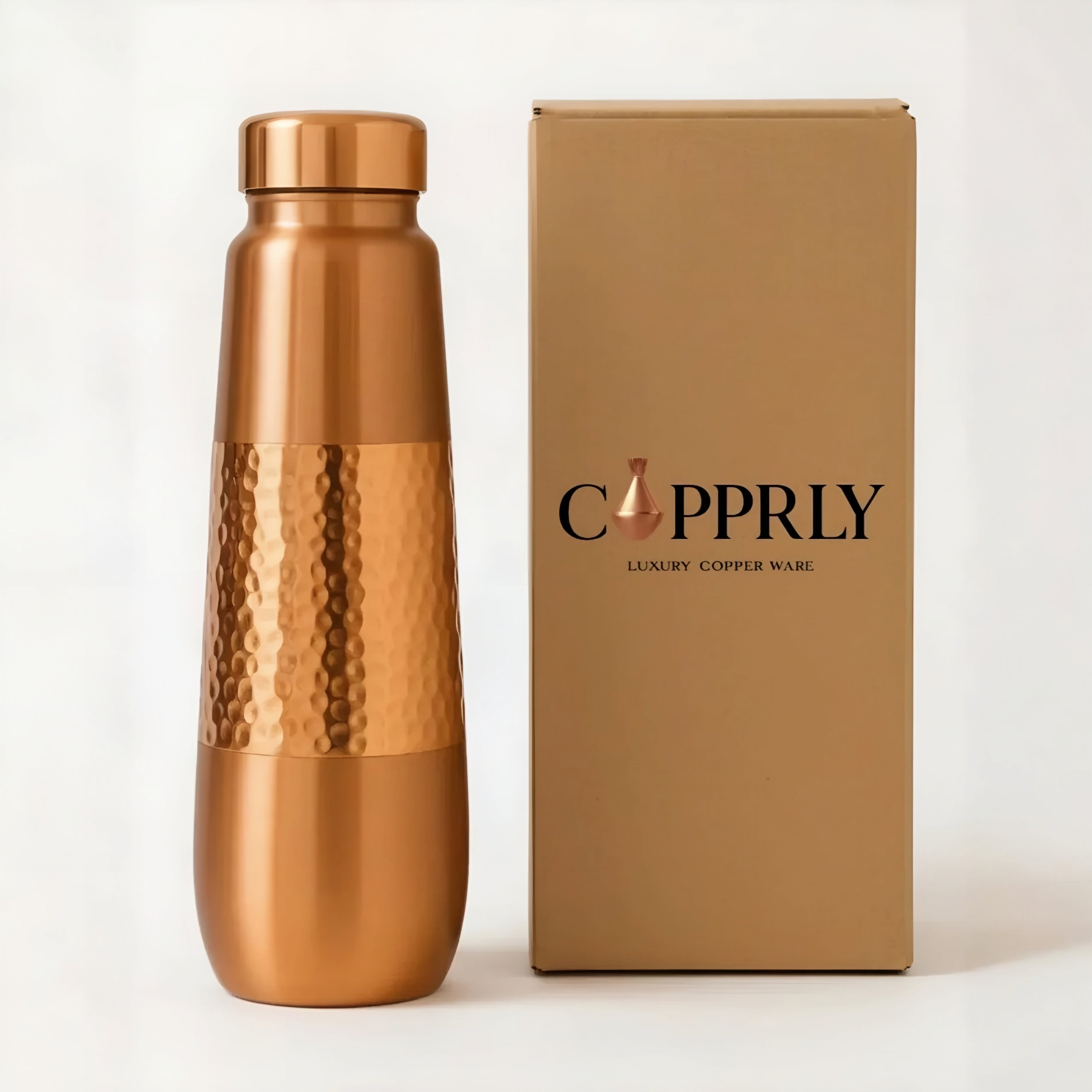 Ripple Copper Bottle (Hammered) (900 ml)