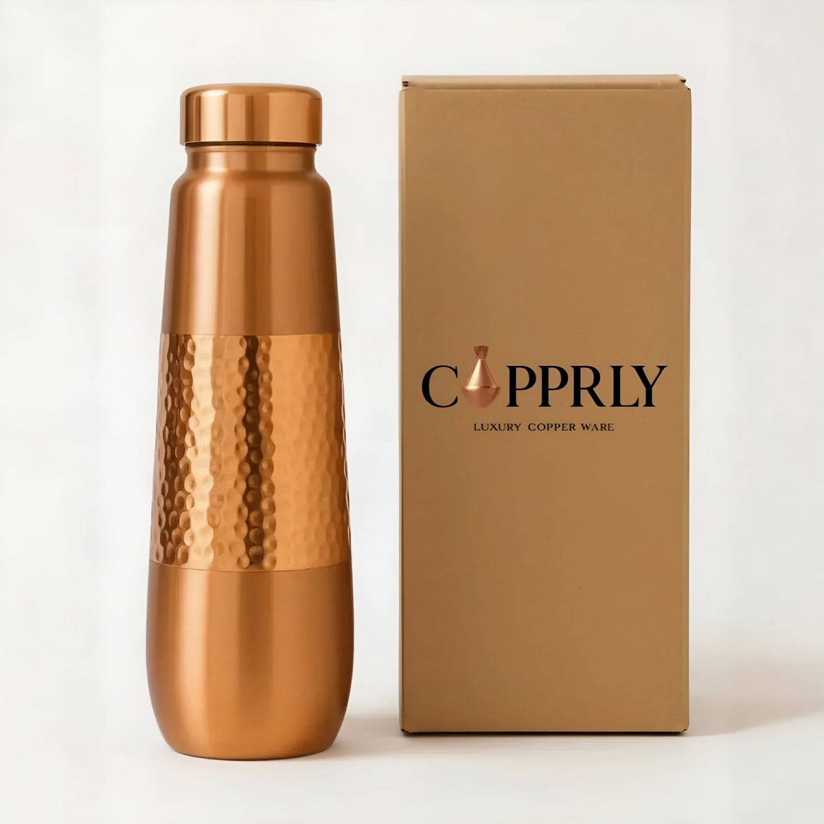 Ripple Copper Bottle (Hammered) (900 ml)