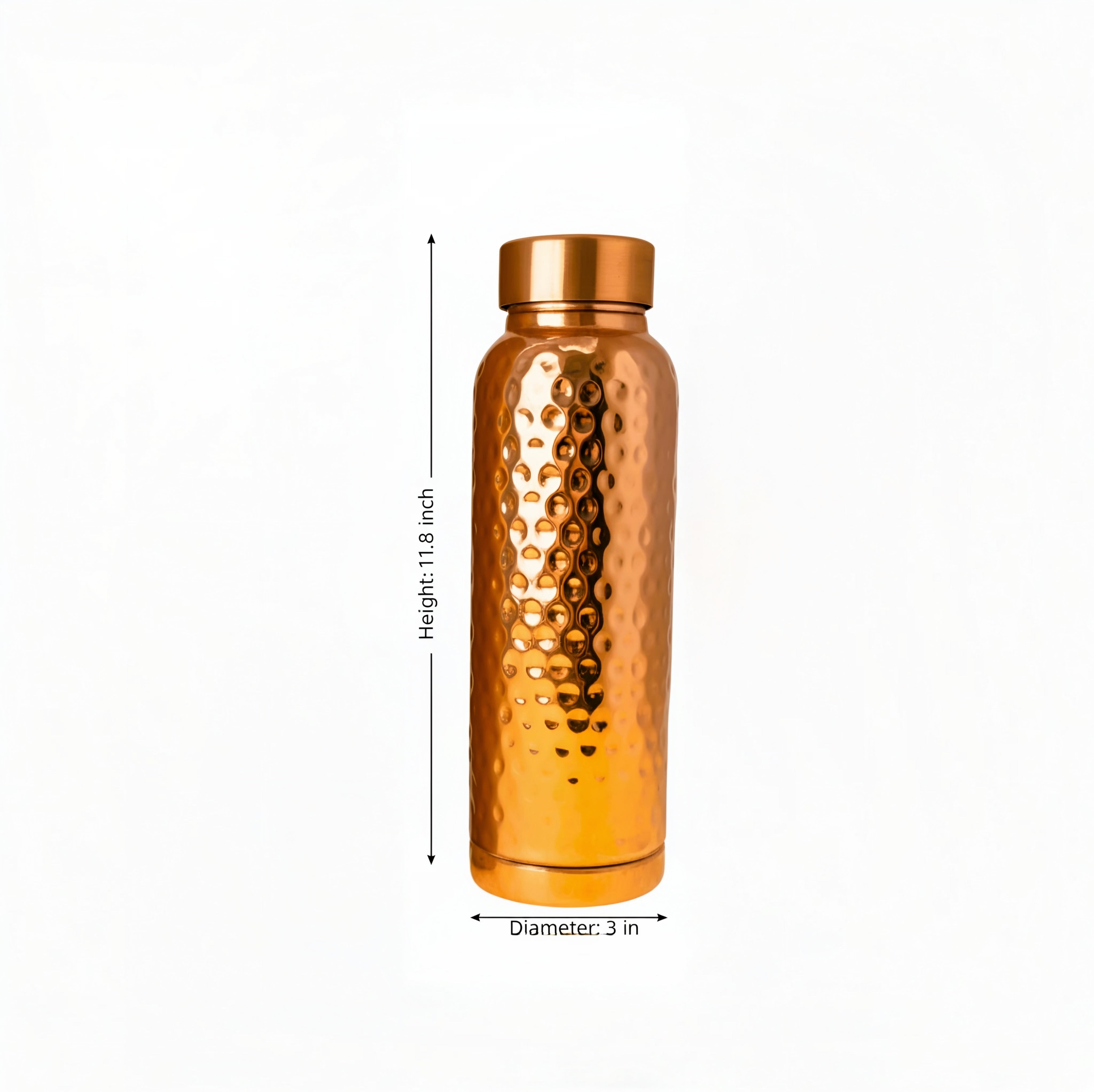 Handcrafted Hammered Pure Copper Water Bottle – 950ml | Ayurvedic Health Benefits