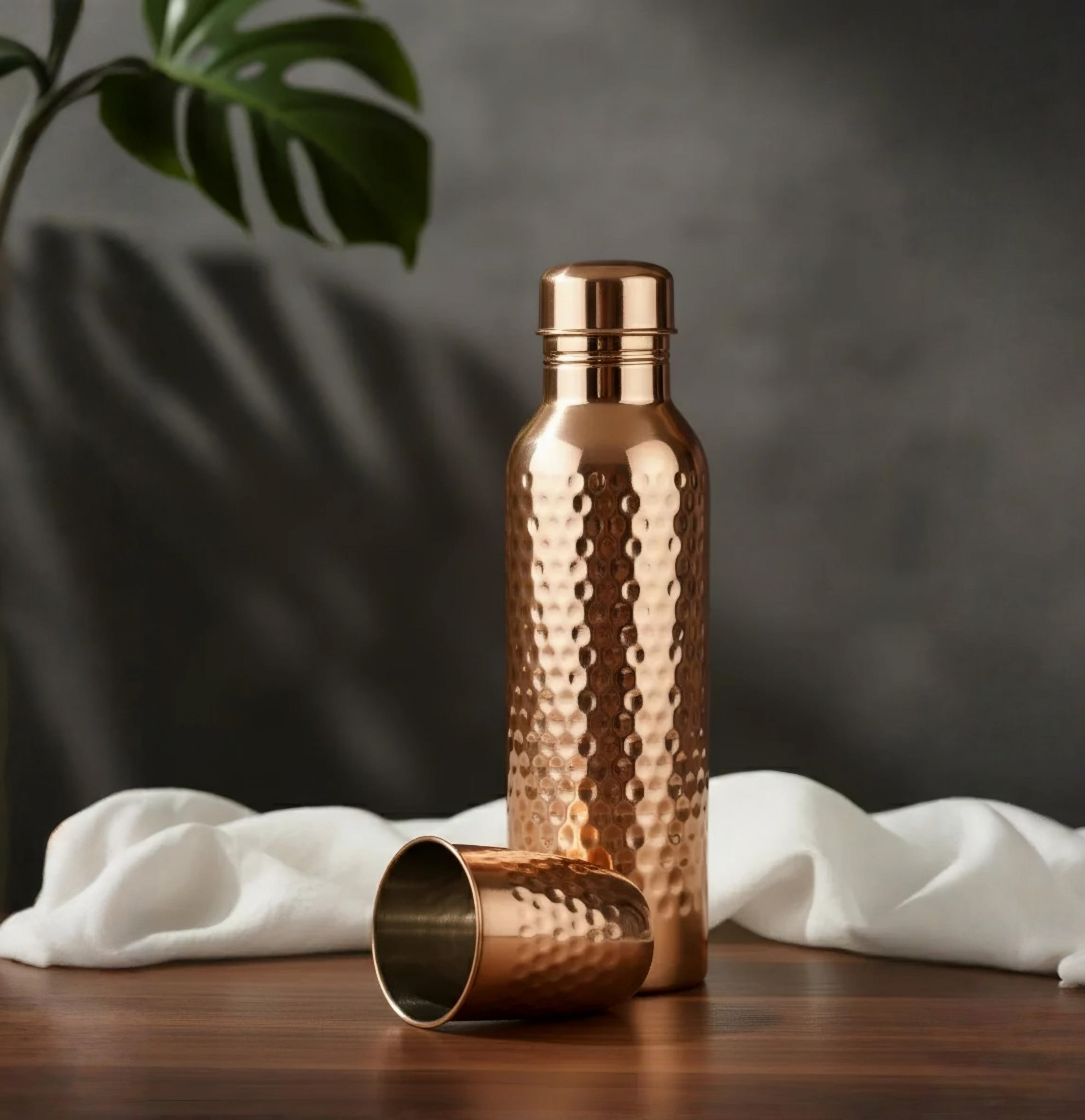 Ayurvedic Copper Water Bottle & Tumbler Set – Wellness Combo