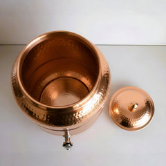 Pure Copper Hammered Water Dispenser | Ayurvedic Matka by Copprly | 6- Litres