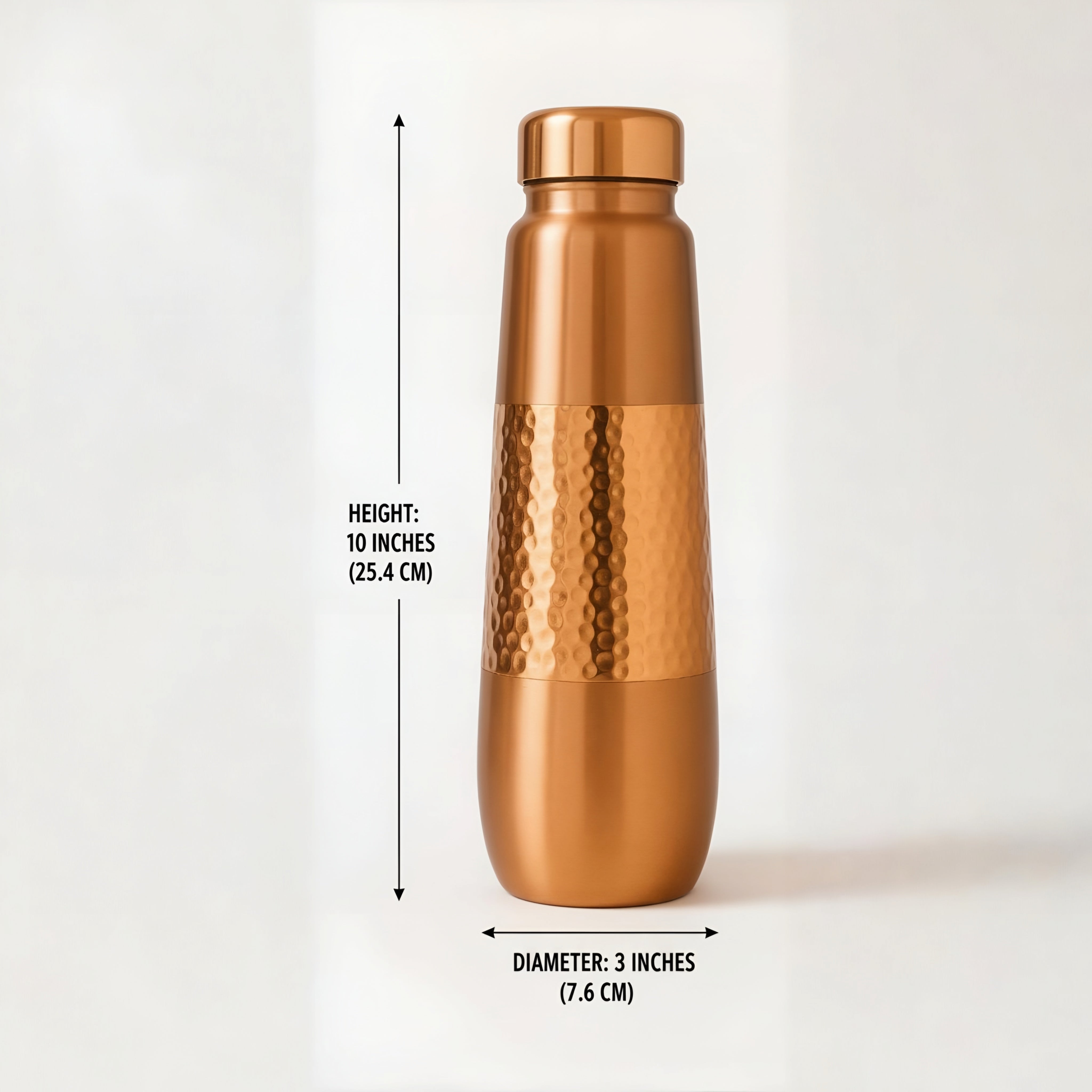 Ripple Copper Bottle (Hammered) (900 ml)